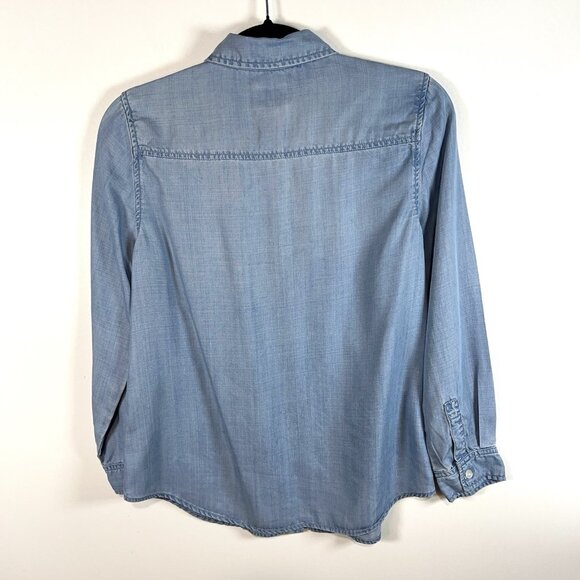 Chicos 0 Blouse Top Women’s S Blue Button Up Embroidered Floral Western Boho - Picture 8 of 10